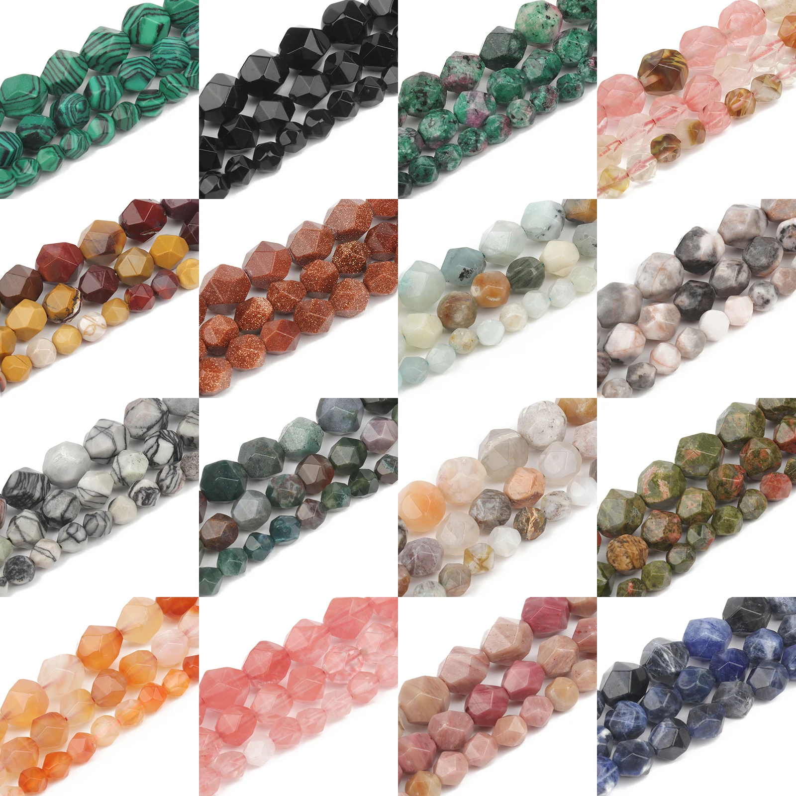 

6/8/10mm Faceted Natural Stone Beads Agate Turquoise Citrine Quartz Opal Loose Beads For Jewelry Making DIY Bracelets Necklaces