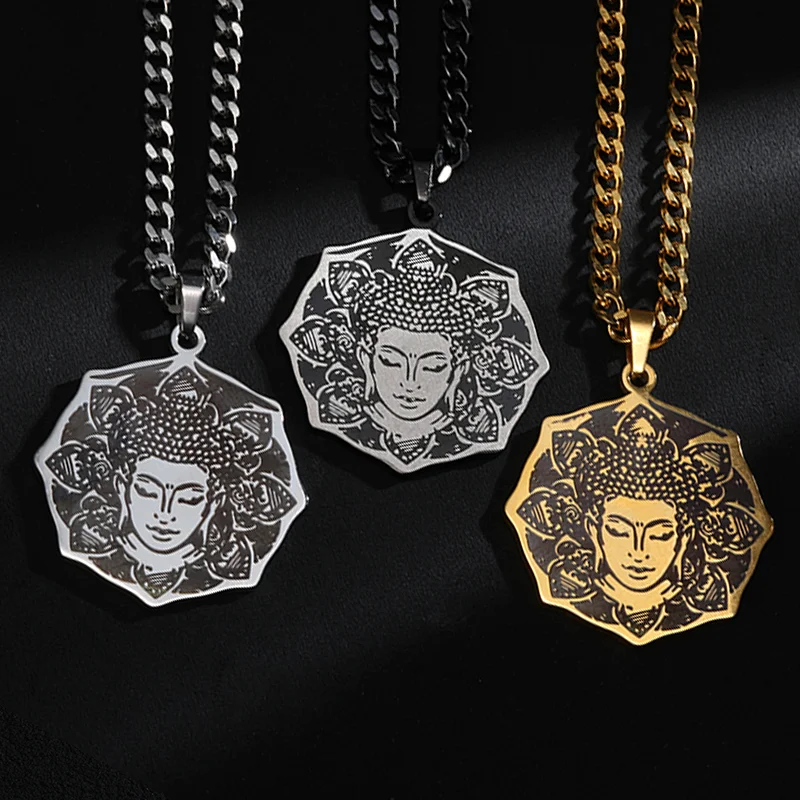 

Religion Jewelry Buddhism Buddha Pendant Necklace Om Yoga Symbol Meditation Pendant Necklace Lotus Tree Clavicle Necklace Gifts