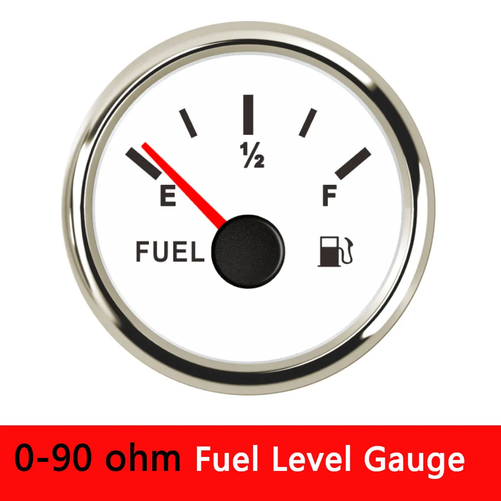 

HD Изготовленный на заказ указатель уровня топлива 0-90 Ом 2 "52 мм Указатель уровня топлива с красной подсветкой Индикатор уровня топливного бака для автомобиля Грузовик Лодка