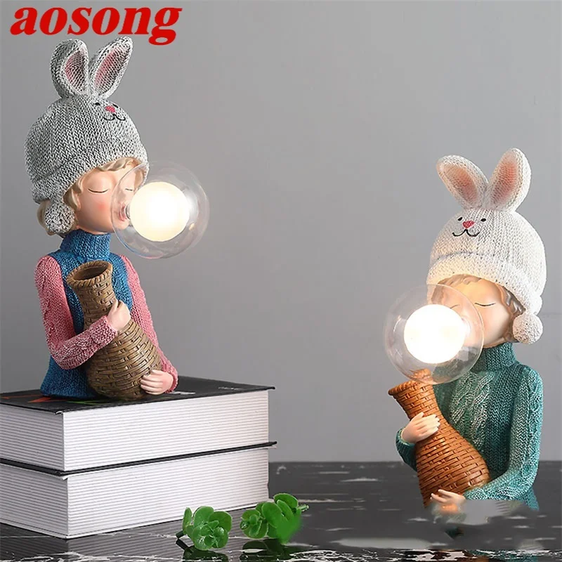 

AOSONG Nordic Postmodern Table Lamp LED Originality Cartoon Decorative For Desk Living Room Bedroom Lights