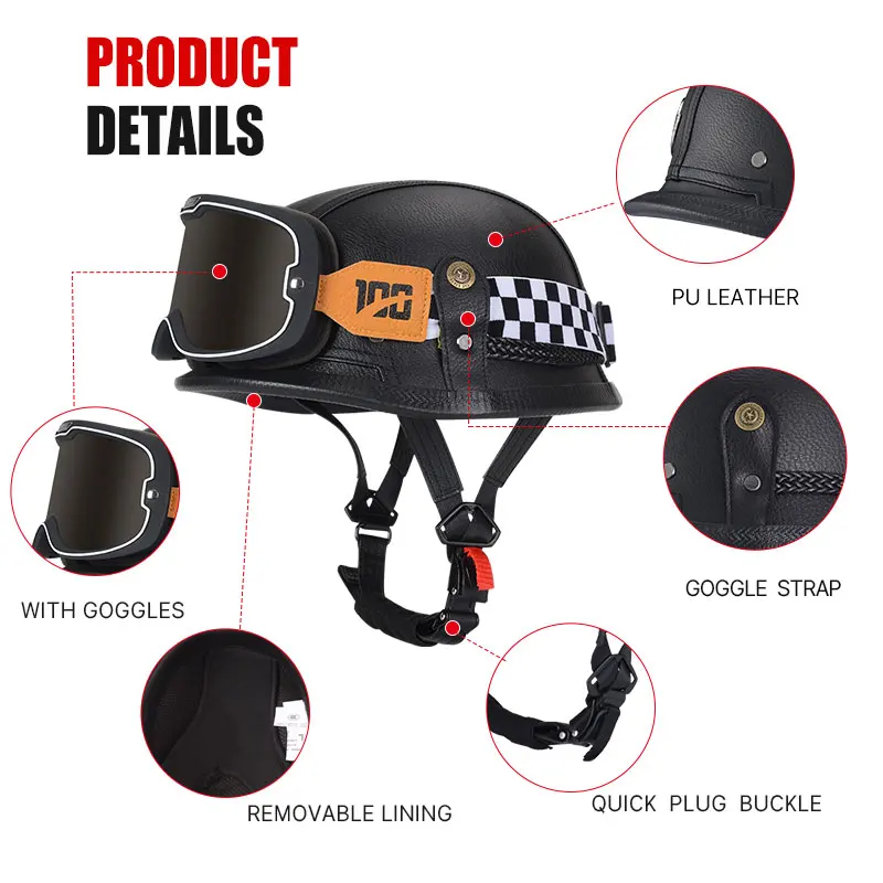 Женский кожаный ретро-шлем ультралегкий полушлем в розовом цвете стиле DOT ECE для