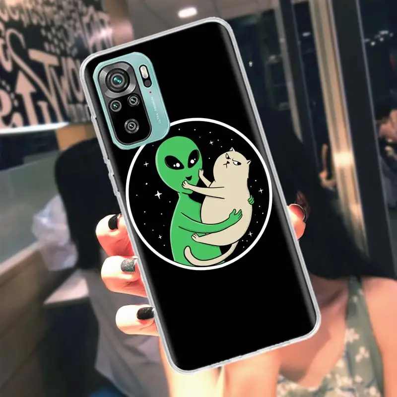 UFO Alien Cat universe Phone Case For Xiaomi Redmi Note 12 11 Pro Plus 5G 12S 10S 11S 4G 11T 11E 10 9T 9 9S 8 8T 7 Cover Sof