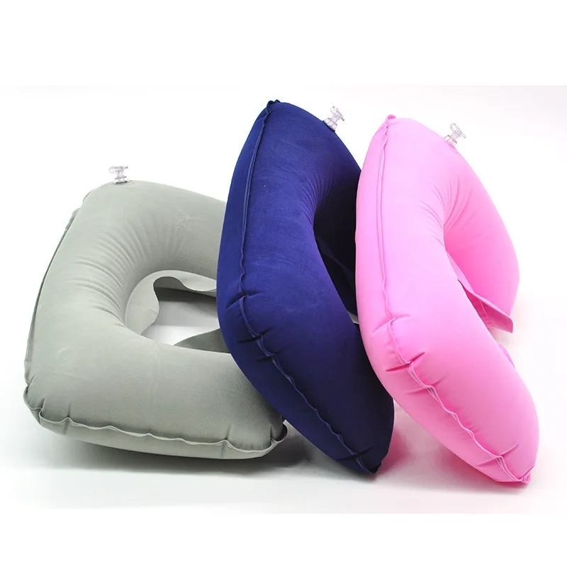 

Outdoor Comfortable Portable Pillow Travel Inflatable Protection Neck Trip U-shaped PVC Flocking Air Pillow Travel Accessories