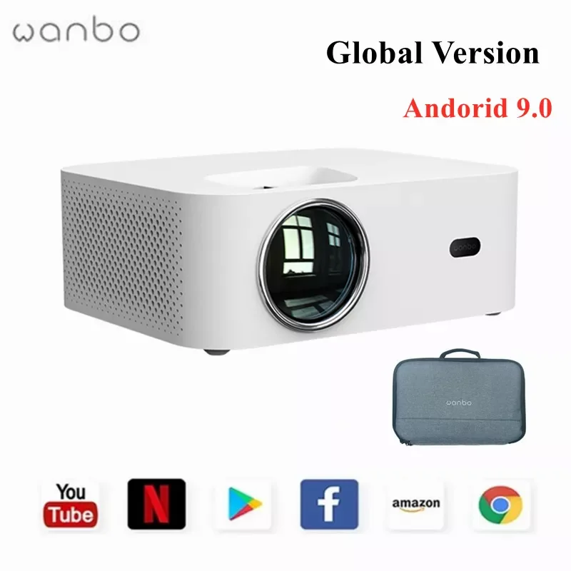 

Wanbo X1 Профессиональный проектор 4K Android 9. Поддержка Netflix YouTube онлайн TV 350 ANSI люменов 1 + 8G четырехсторонний кинотеатр с коррекцией трапецеидальн...
