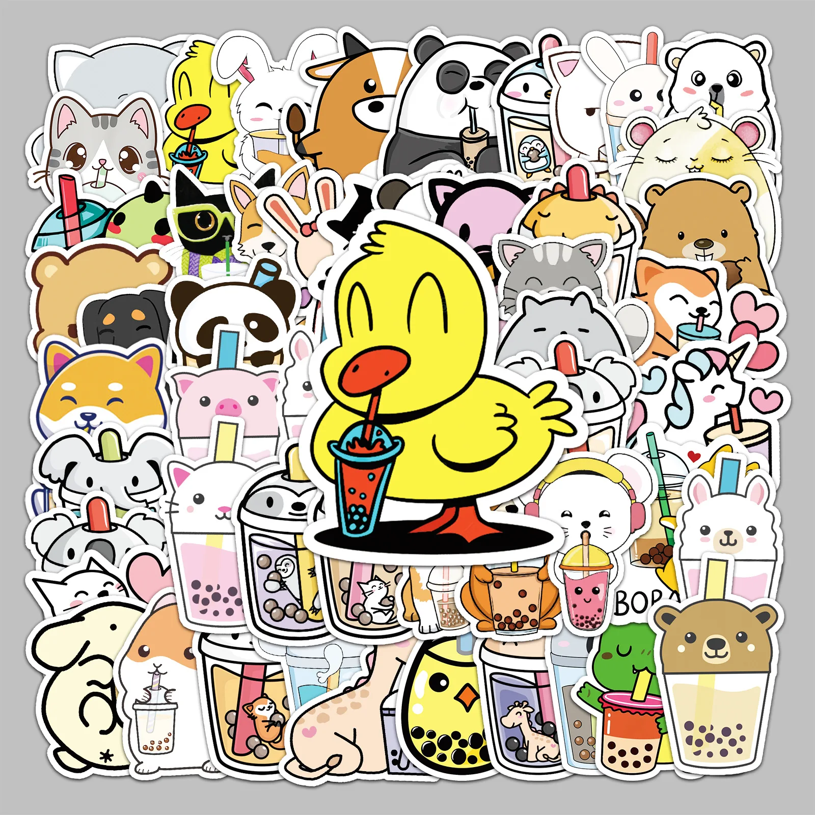 

50PCS Anime Stickers Pets Drink Milk Tea Cartoon Waterproof Stickers for Luggage Laptop Scooter Car Refrigerator Bicycle Toy