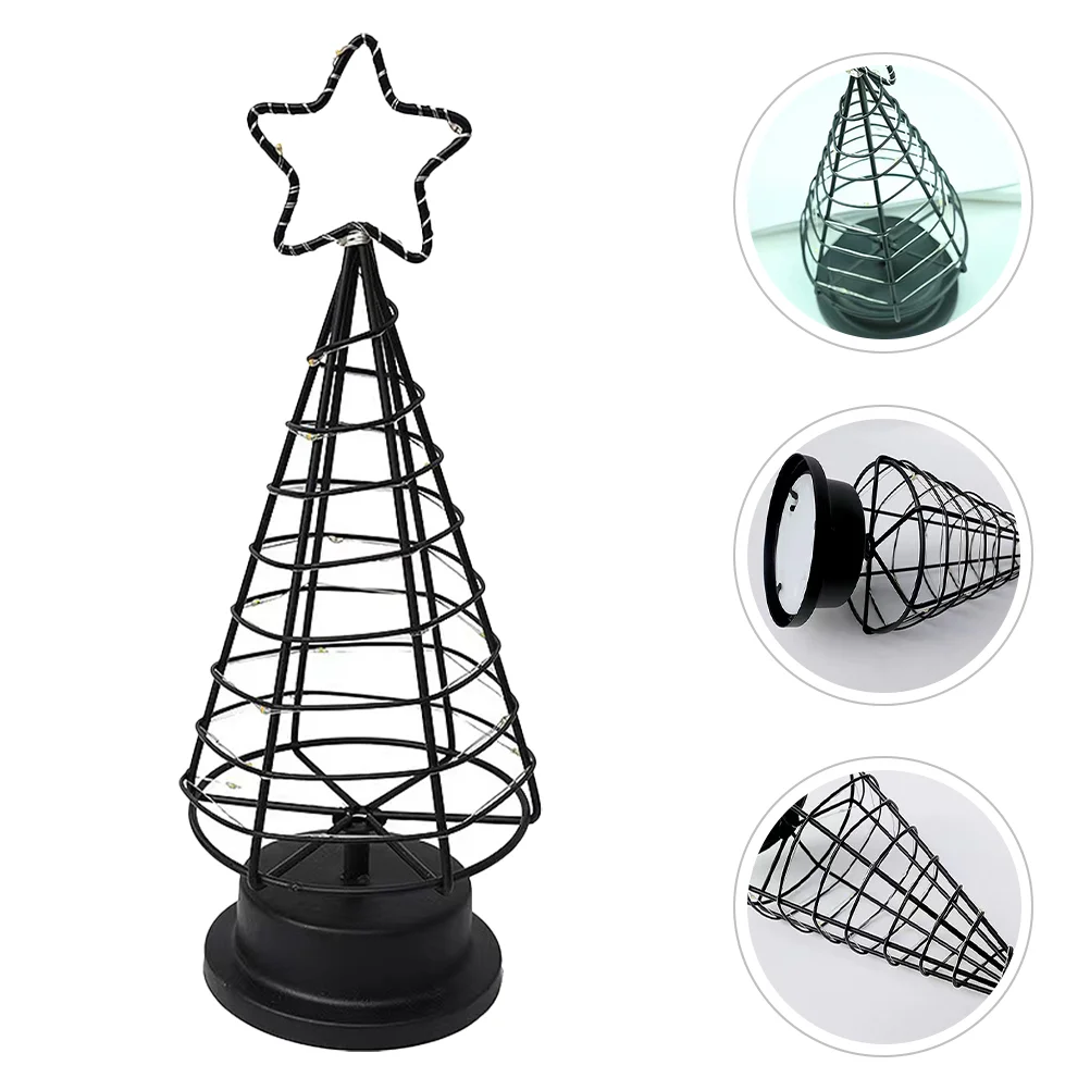 

Christmas Tree Night Light Decor Xmas Party Tiny Lights Trees Ornament Bedside Iron for Bedroom