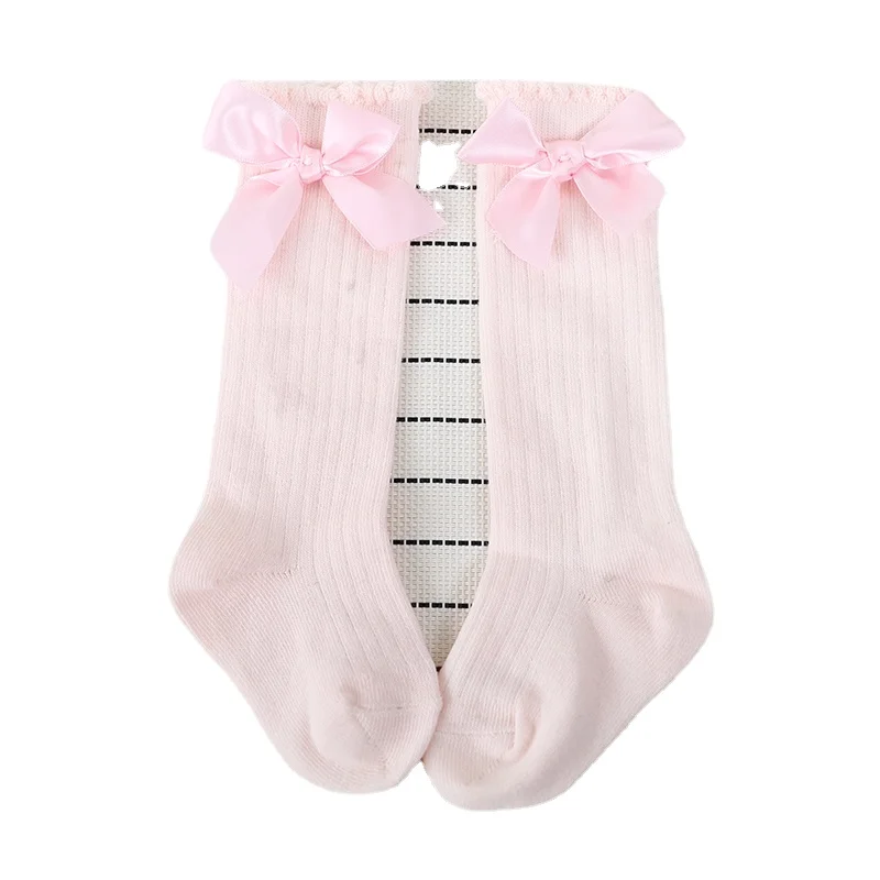 

Socks With Bows Girl Cute Baby Sock Cotton Long Tube Bow Stripes Children Socks