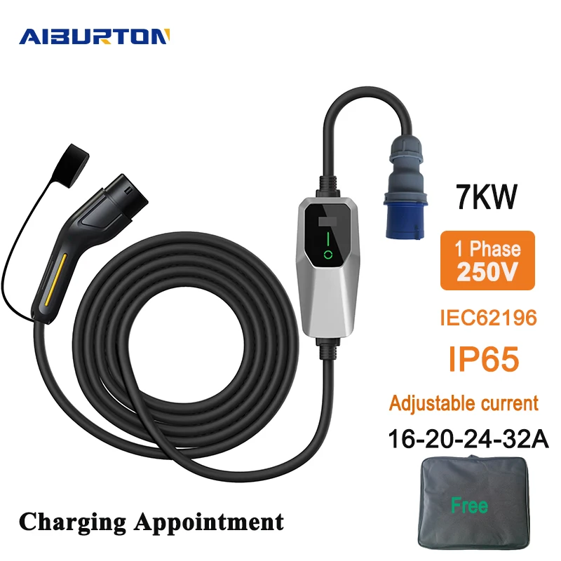 Портативное автомобильное зарядное устройство aiбертон для электромобиля 2 IEC62196-2 16/20/24/32A 1-фазный EVSE режим зарядки 2 для Wallbox