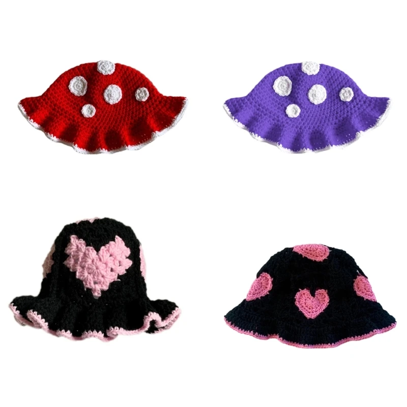 

Handwoven Hat Wide Brim Bucket Hats Fashion Sunproof Hat for Teenagers Girl Women Fisherman Hat Female Girls Photo Props