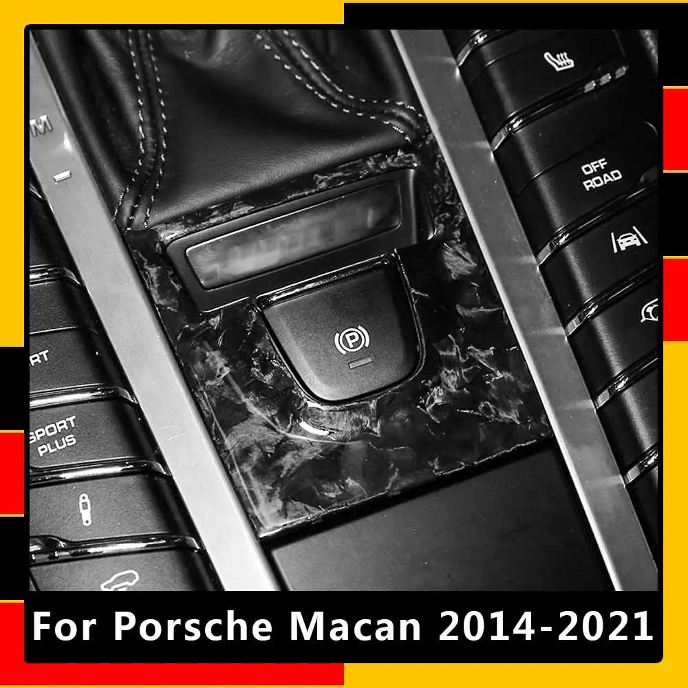 

For Porsche Macan 2014-2021 Car Central Control P Gear Button Decorative Frame Carbon Fiber interior Protection Accessories