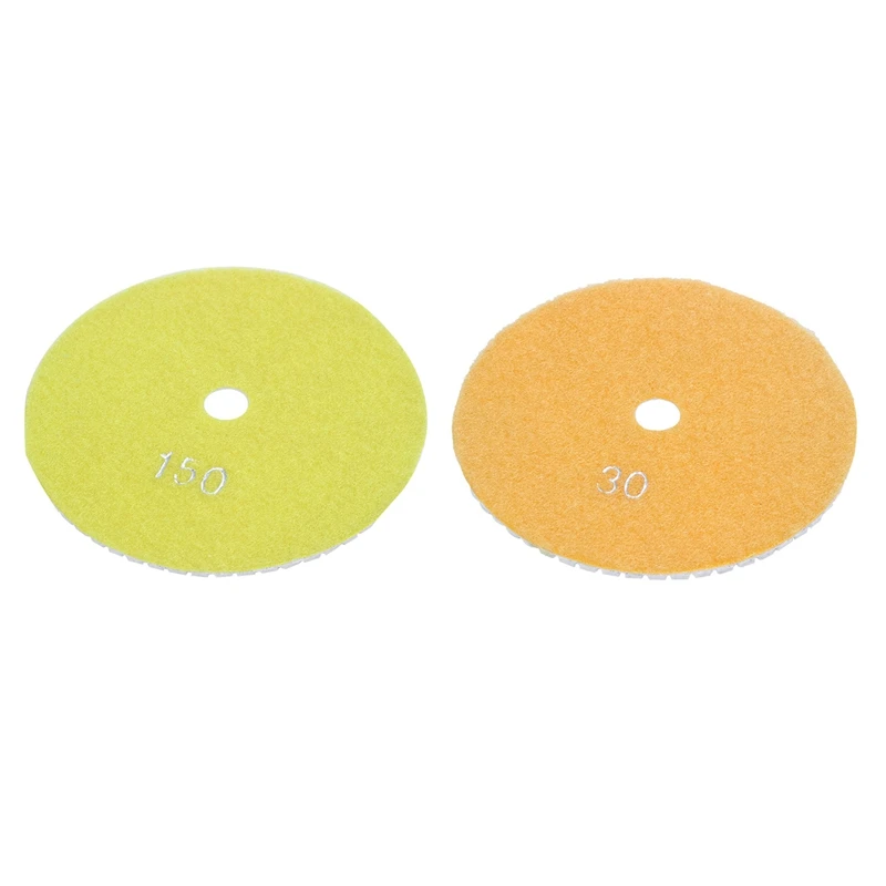 

2Pc 5 Inch 125Mm Wet Diamond Polishing Pads Marble Granite Grits 30 & 150