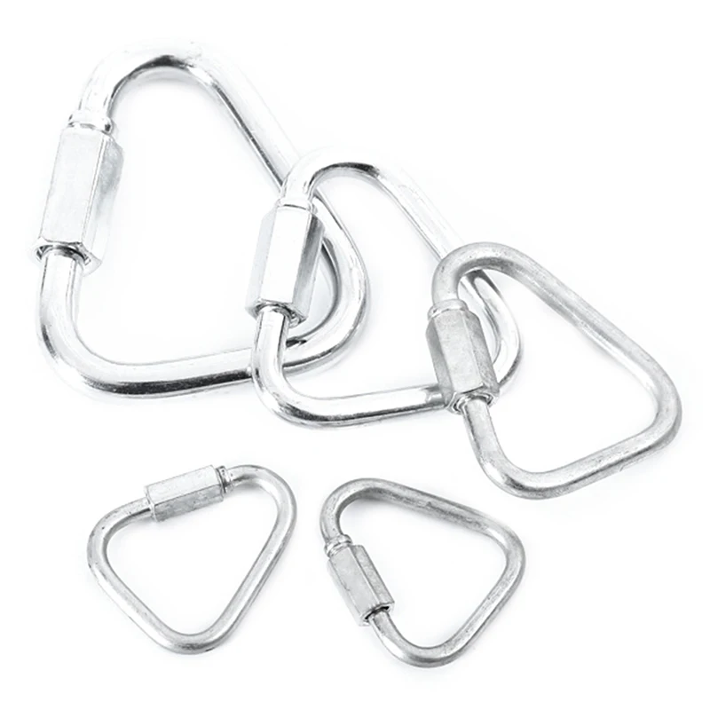 

2 Pcs Stainless Steel Mountaineering Buckle Triangle Quick Connect Ring Carabiner Snap Clip Hook Buckle Screw Lock Keychain