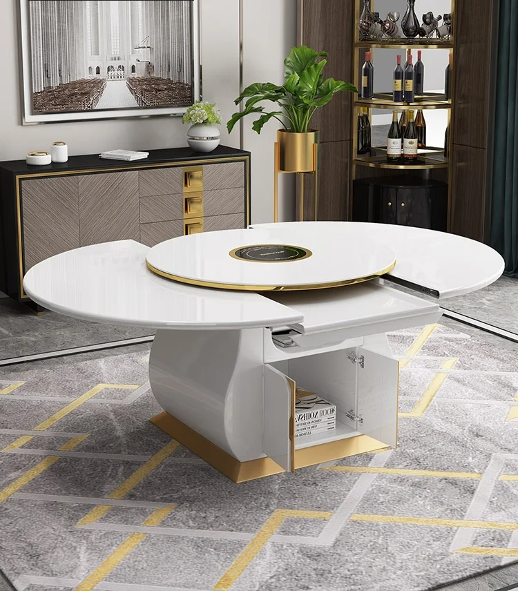 

Светильник роскошный Телескопический круглый обеденный стол, итальянский Постмодернистский минималистичный обеденный стол, Многофункциональный маленький семейный Электромагнит