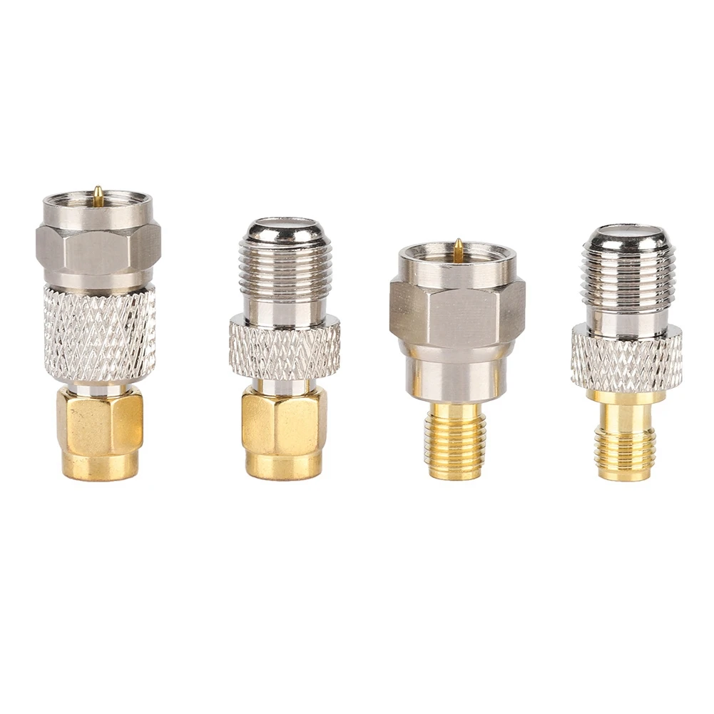 

4Pcs Portable Brass Aerial Connector F to SMA Radio Converter Adapter
