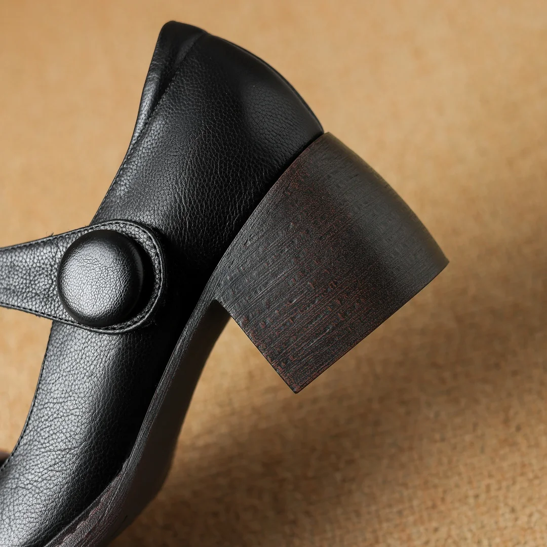 Туфли-лодочки женские из воловьей кожи мягкая удобная Всесезонная обувь в стиле