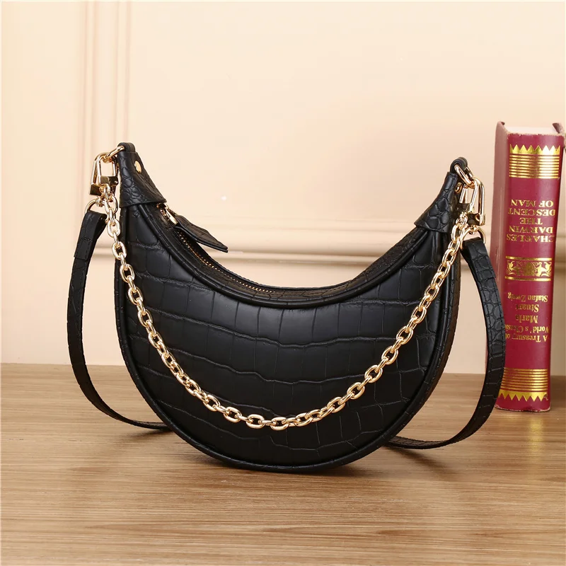 Новая крокодиловая кожа гороховая подмышка французская модная лунная сумка