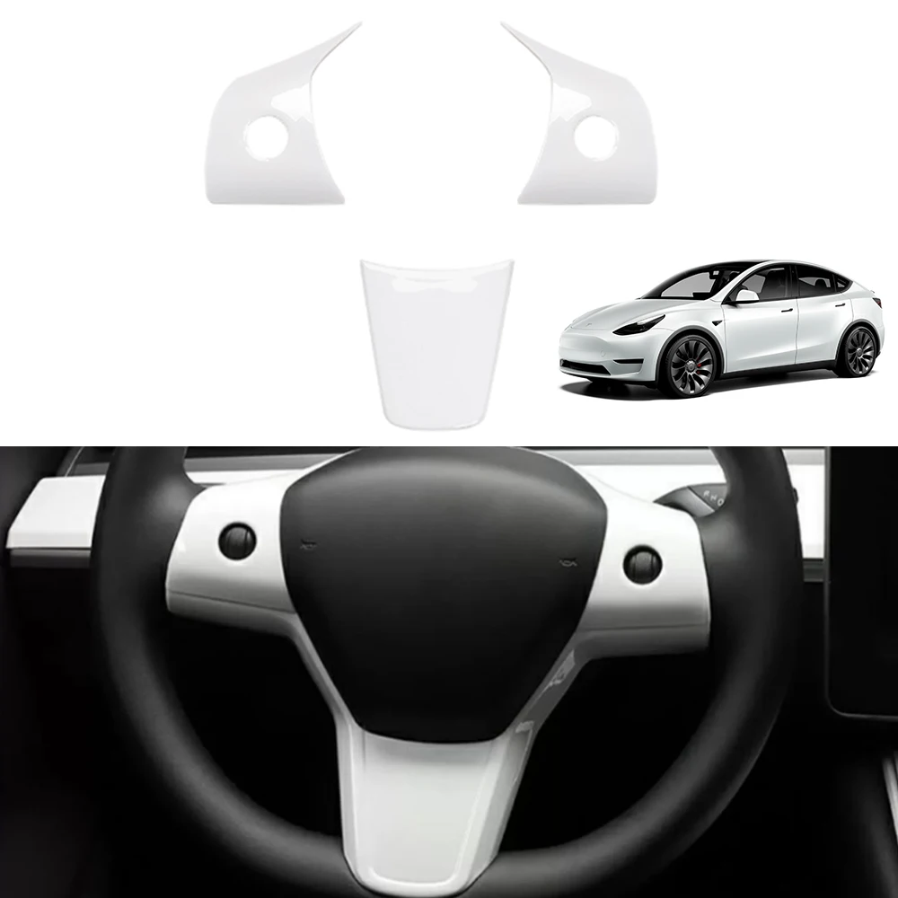 

3 шт., декоративные наклейки из АБС-пластика на руль для Tesla Model 3, модель Y 2017-2023, модифицированные аксессуары для интерьера