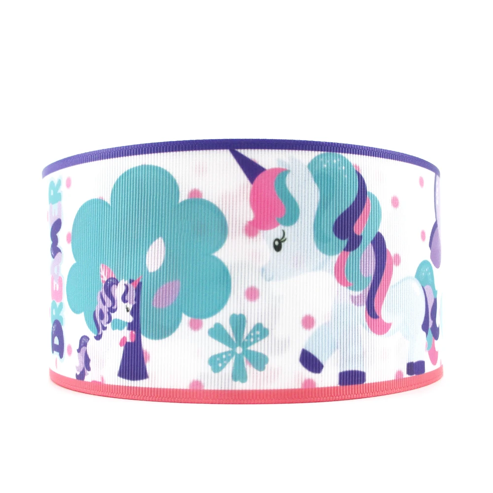 Лента Grosgrain 5 ярдов 3 дюйма с принтом единорога сделай сам бант для волос