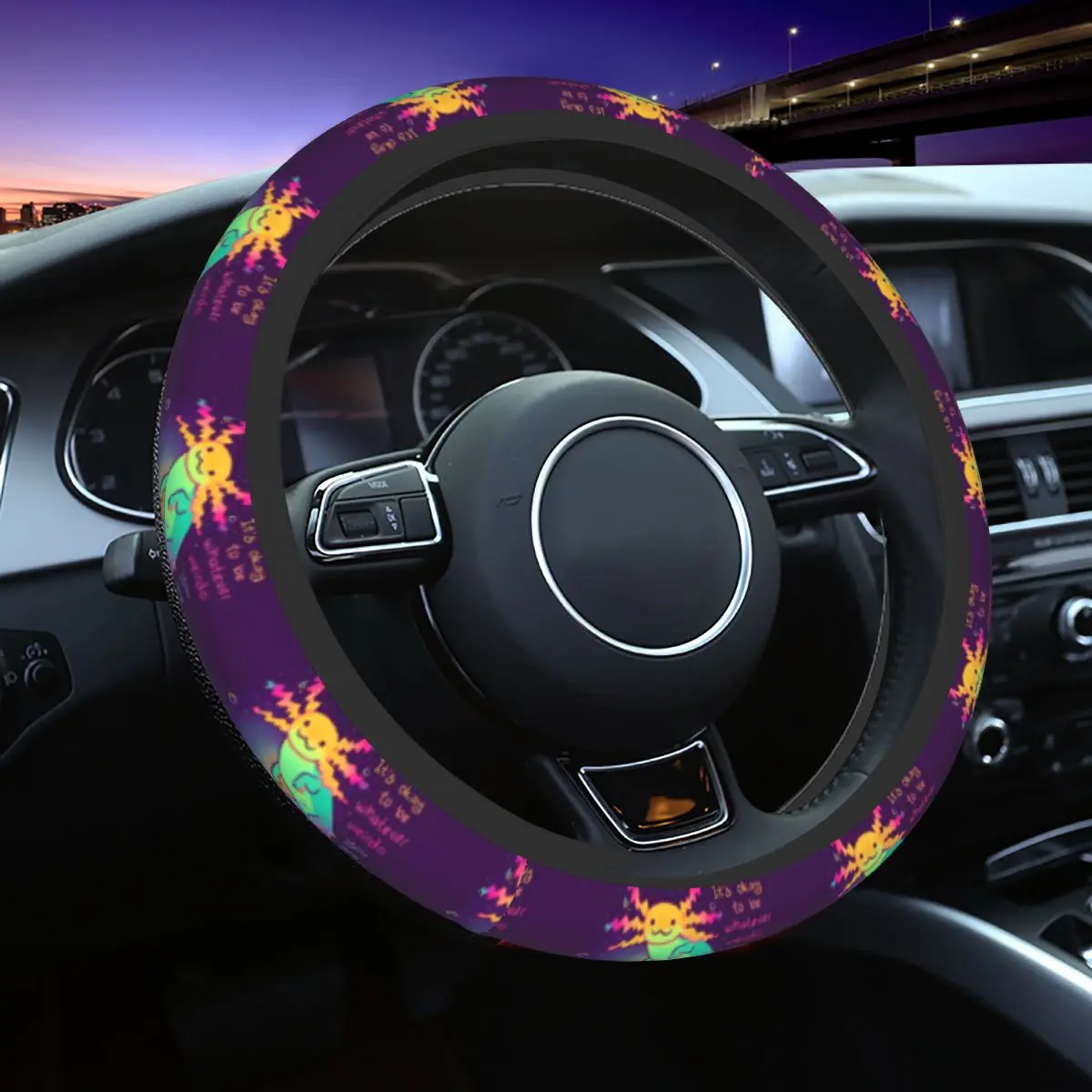

Rainbow Axolotl Steering Wheel Cover Salamander Auto Car Steering Wheel Protector Fit for SUV Car Accessories Universal