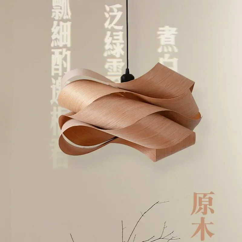 Современные подвесные светильники из деревянной кожи креативные деревянные для