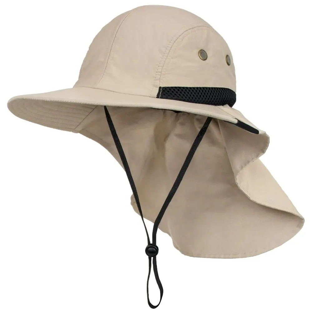 

Новинка 2023, Мужская рыболовная шляпа с шейным откидным клапаном для мужчин | Шляпа от солнца с широкими полями для походов, искусственная ко...