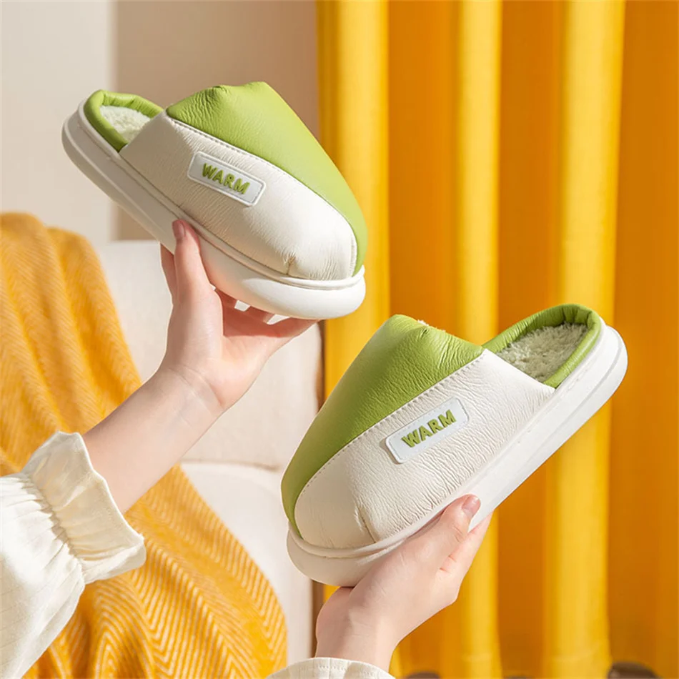 

2023 Winter Women's New Fructose Color Couples Cotton Slippers Indoors Outdoors Comfortable Lining Home Non Slip Slippers