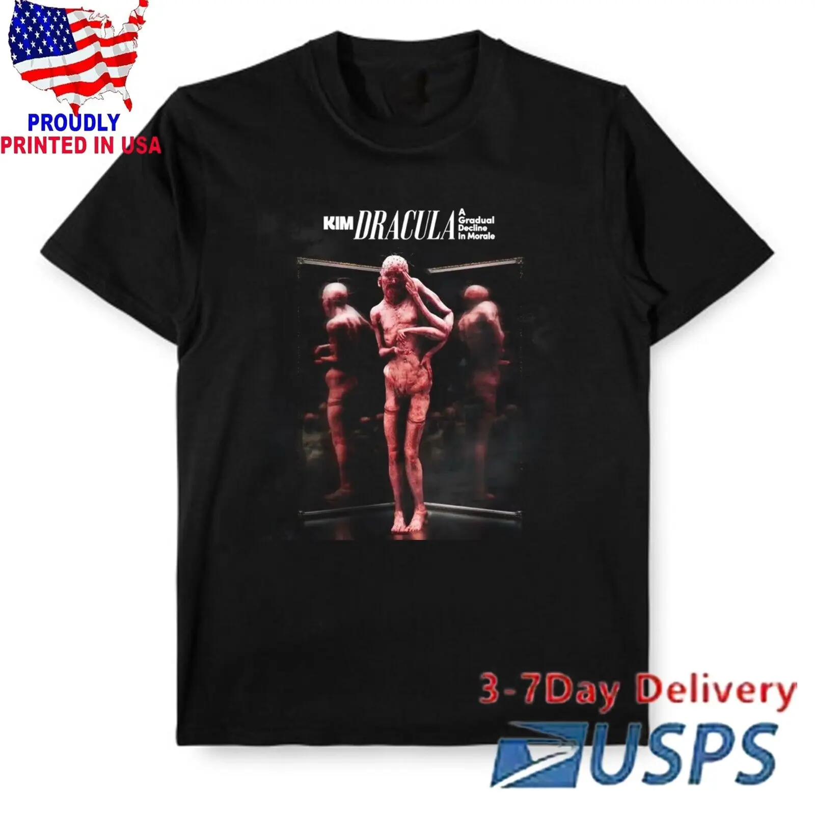 Новая модель Мужская футболка с надписью Land of the Sun Ким Дракула черный цвет QN1004