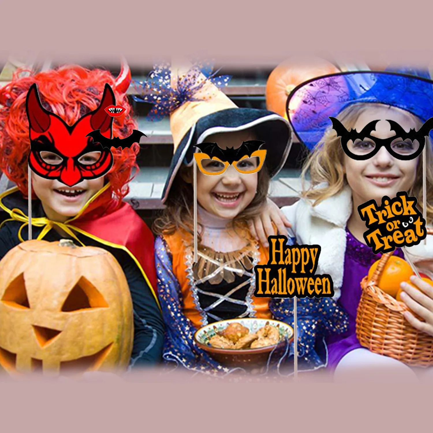 

2023 Happy Halloween Party Photography Props Skeleton Head Bat Glasses Photobooth Props Trick or Treat