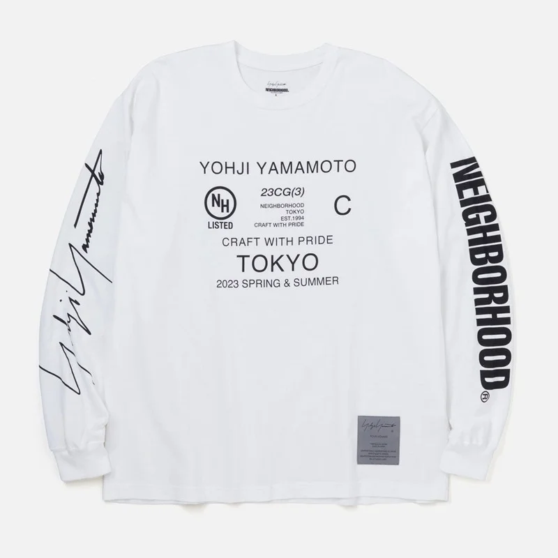 

NEIGHBORHOOD X Yohji Yamamoto Co-branding Men's Long Sleeve T-shirts 2024 Autumn Japanese NBHD Signature Print Casual Tops