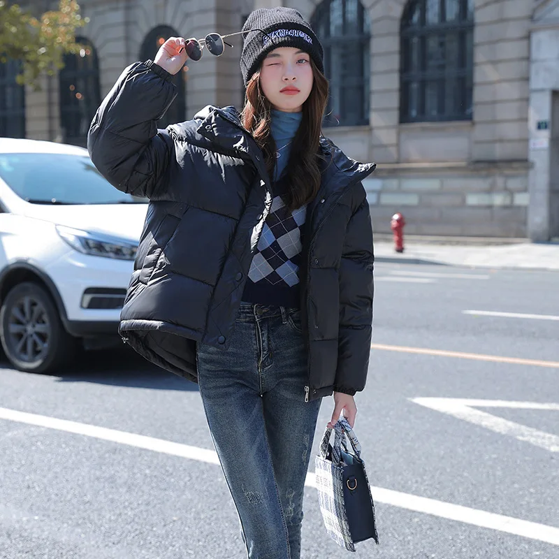 

Women's 2022 Winter Korean Style Small Bread Coat Loose Thick Cotton Short Warm Female Slim Casual Handsome Parkas