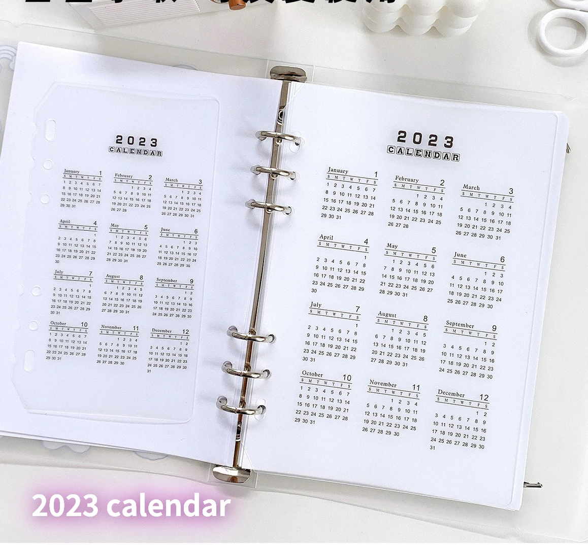 

2023 A5 A6 Calendar DIY 6Holes Loose Leaf Diary Planner Divider Index Sheet Binder Category Planner Filofax Inner Clip