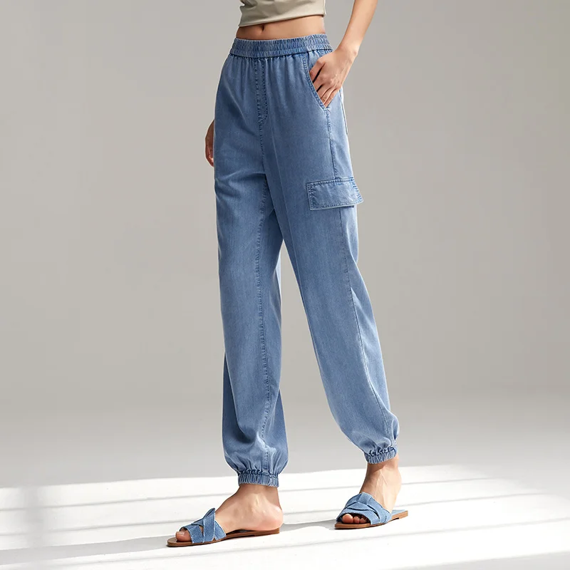 Джинсы SemirJeans женские с эластичным поясом свободные брюки для бега новинка 2024