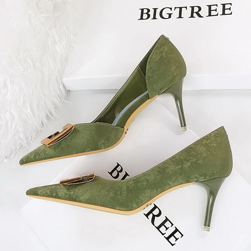 

Туфли BIGTREE женские на высоком каблуке-шпильке, шикарные элегантные туфли-лодочки с металлической кнопкой, с рисунком котят, большие размеры 43