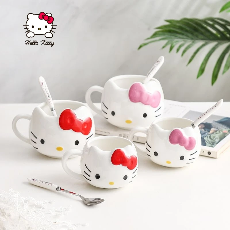 

Мультяшная керамическая чашка для воды Hello Kitty, креативная кружка, детская чашка для завтрака, молока, кофе, мультяшная милая кукла, Подарочная чашка для пары
