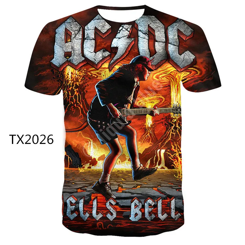 

2021 New AC DC 3D Printing T Shirts Men Fashion Clothing Funny Casual T Shirts Streetwear Hip Hop Music Short Sleeve Tops