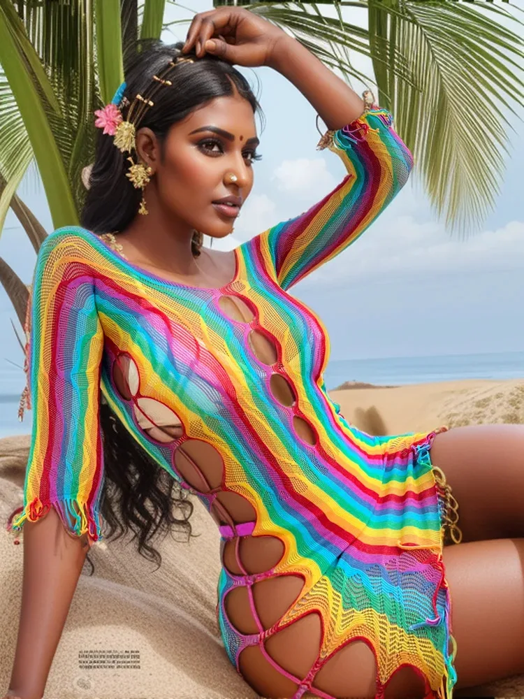 Новинка 2024 модное Радужное облегающее платье для девушек одежда ночного клуба