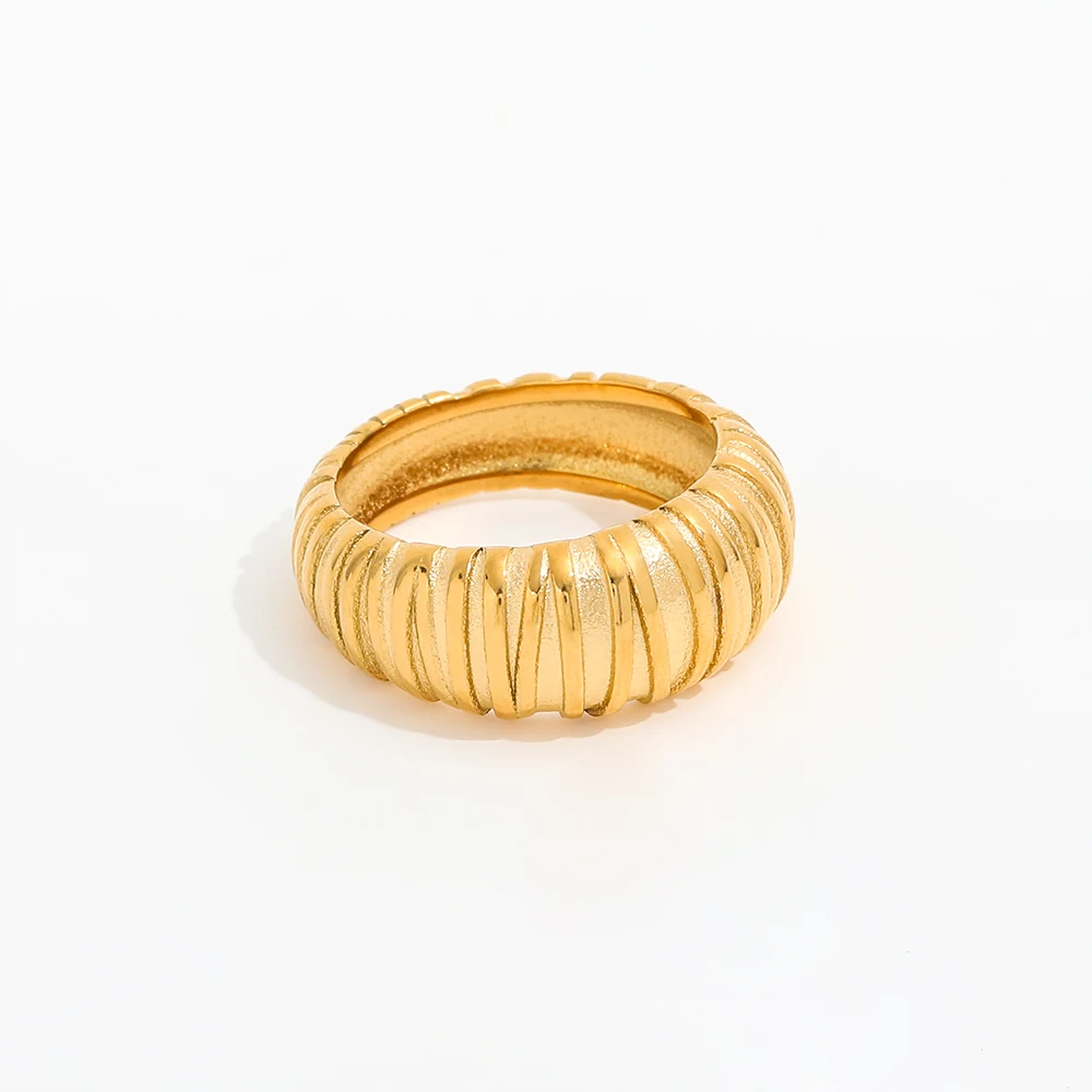 

Joolim Jewelry High End Pvd Wholesale Tarnish Free Vintage Croissant Fold Stainless Steel Finger Ring for Women