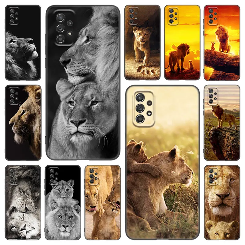 Чехол для телефона с изображением Льва для Samsung Galaxy A21 A30 A50 A52 S A13 A22 A23 A32 A33 A53 A73 5G A12 A31 A51 A70 A71 A72, черный чехол