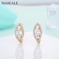 maikale high quality new aaa cubic zirconia stud earrings for women gold silver color earrings fashion jewelry 2022 wholesale