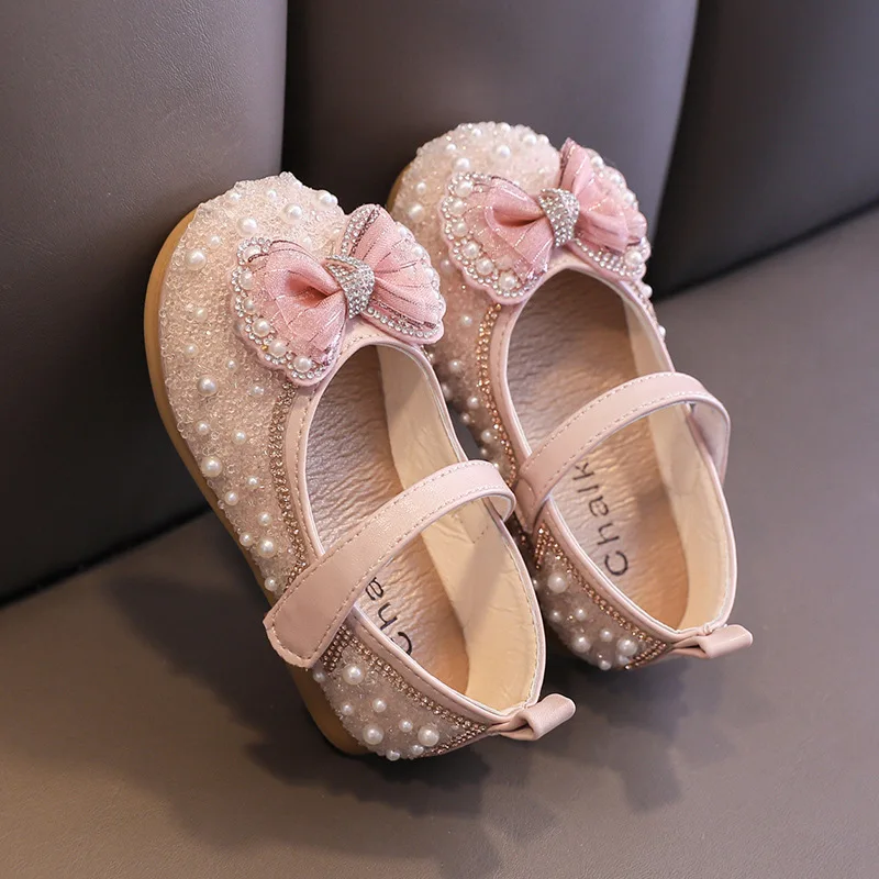 New Summer Soft Girls Sandals Bow Princess Wedding Shoes Kids Fashion Cute Bead Party Shoes Girls Casual Dance Flat Children enlarge