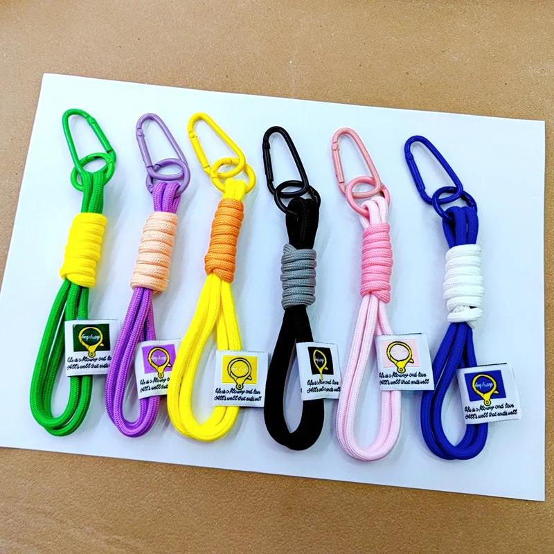 

Nylon Braided Rope Men and Women Key Chain Mountaineering Buckle Couple Key Chain Hand Rope Bag Lanyard Factory Direct Sales