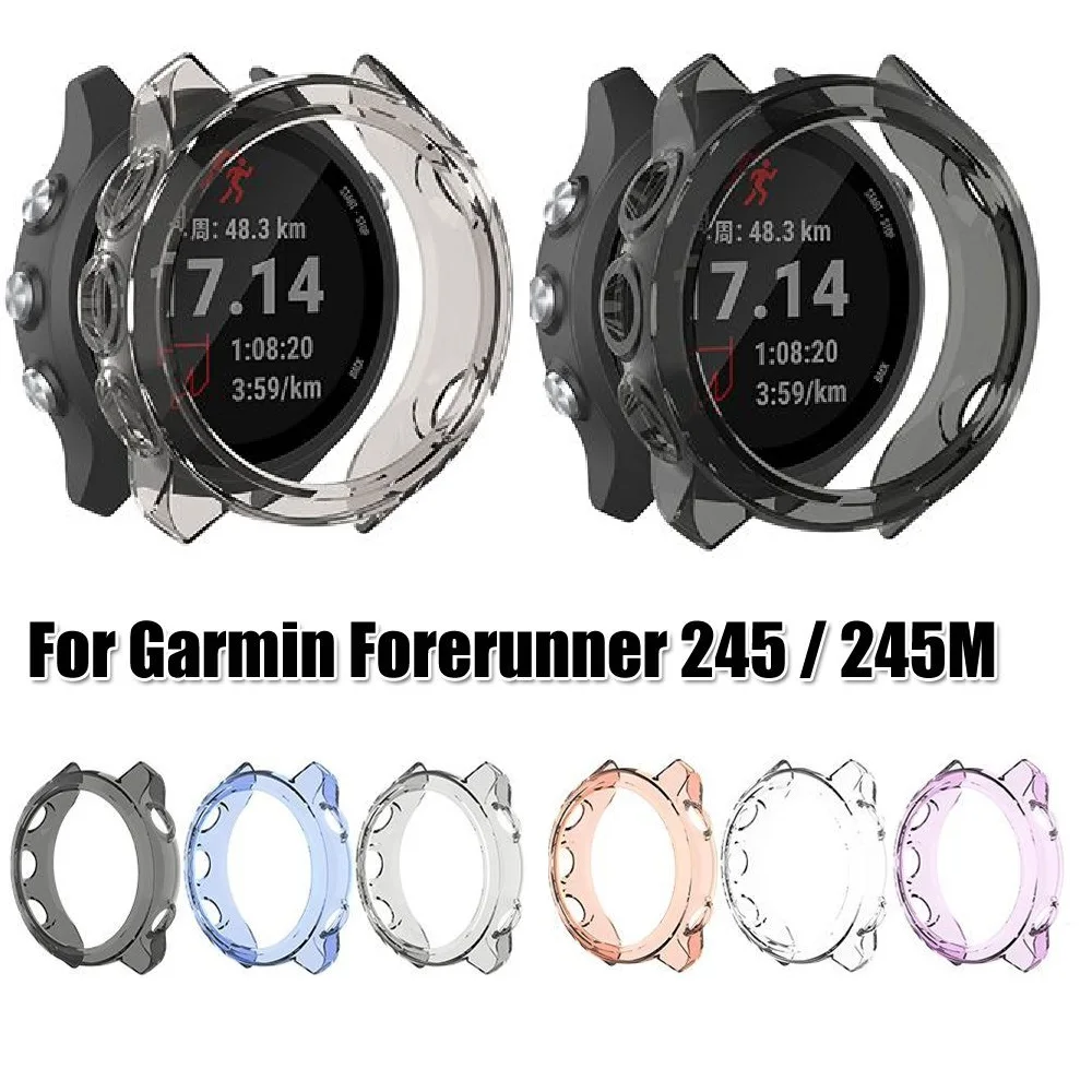 

1Pc TPU Screen Protective Case for Garmin Forerunner 245M/245 Waterproof Shockproof Dirt Resistant Smart Watch Screen Protector