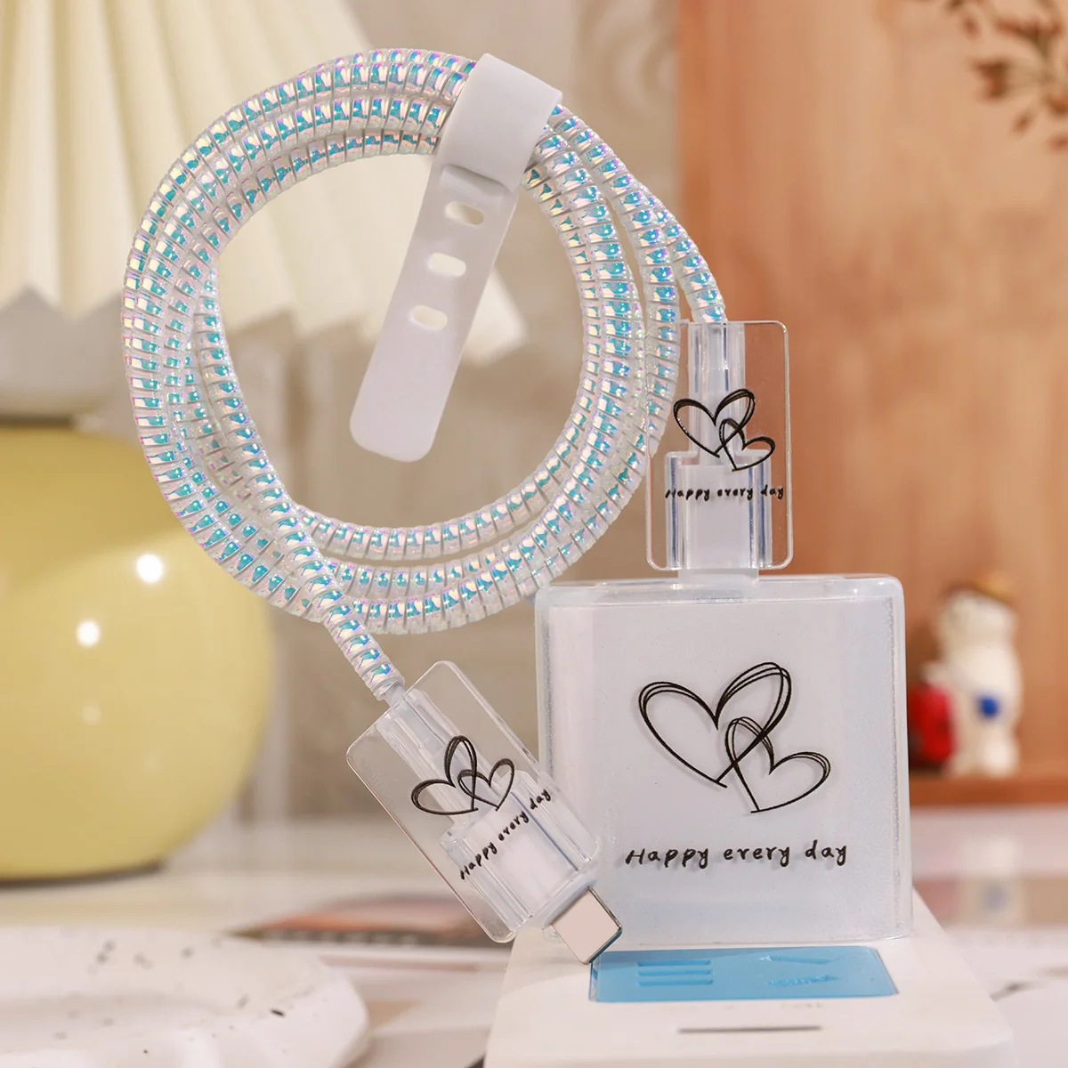 Защитный чехол для кабеля Cute Love Heart Lines iPhone/iPad 18 Вт/20 Вт зарядного устройства