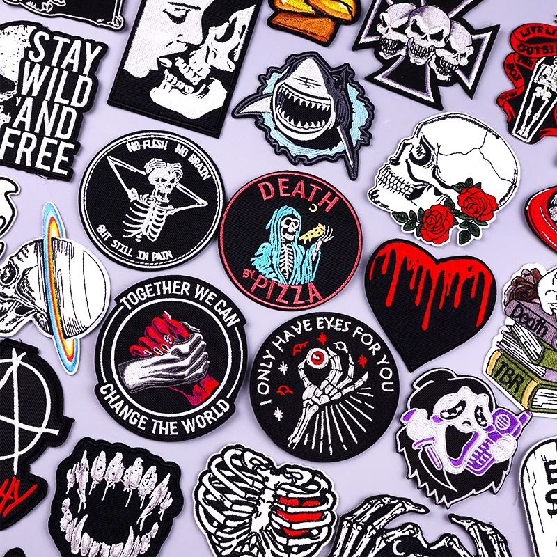 

Skull Patch On Clothes Iron on Patches For Clothing Thermoadhesive Patches For Backpack Embroidered Patches For Clothes Stickers