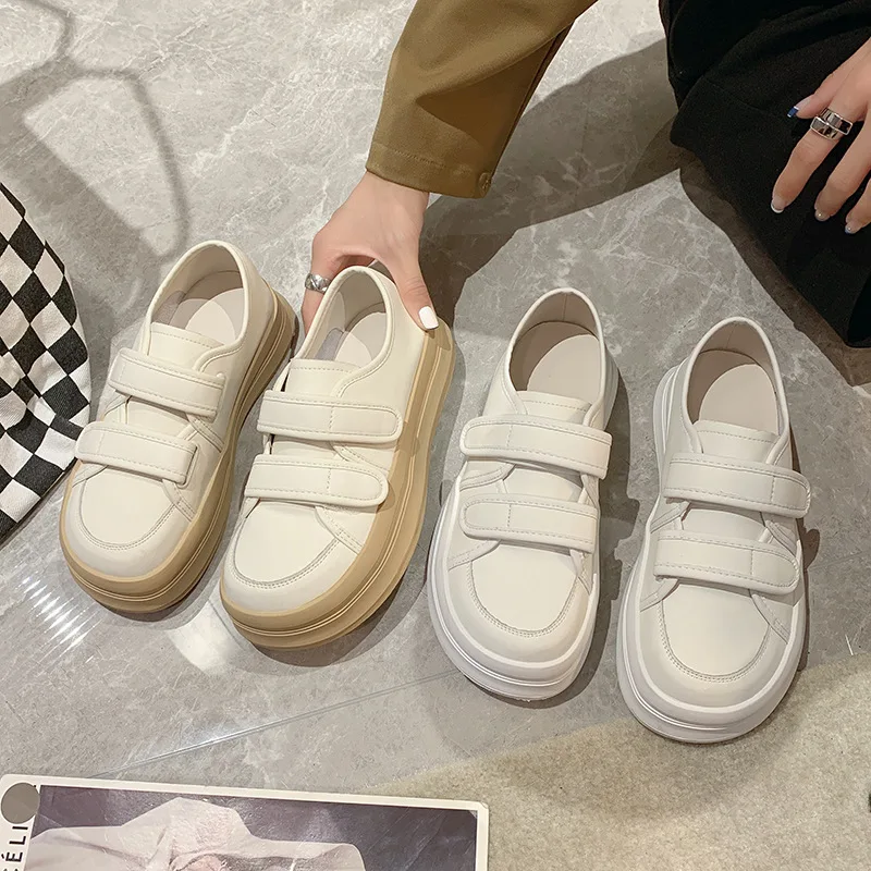 Женские Текстильные кроссовки на платформе Белые Повседневные холщовые туфли