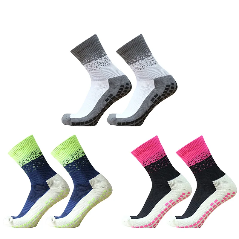 

New Silicone Non-slip Grip Football Socks for Men Women Sports Color Stitching Soccer Socks calcetas antideslizantes de futbol