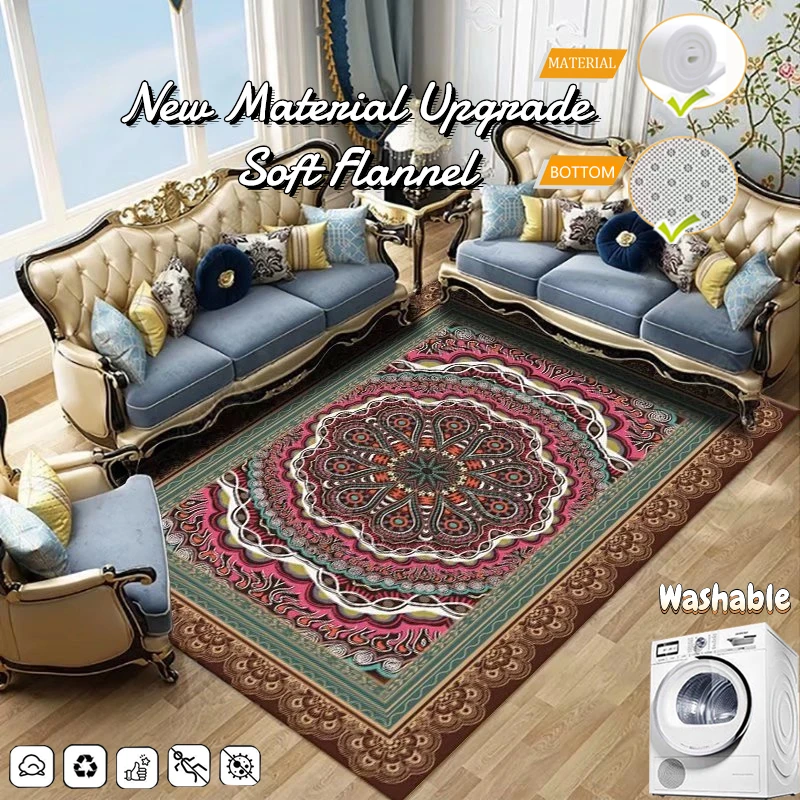 

Luxury European Rugs and Carpets Living Room Decoration Elastic Floor Mats Bedroom Bedside Rug Home Decor Non Slip Mat Washable