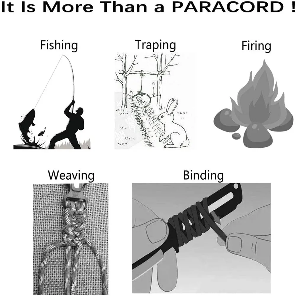 550 военный 12-жильный Паракорд с металлической веревкой для рыбалки 100 м (330 футов)