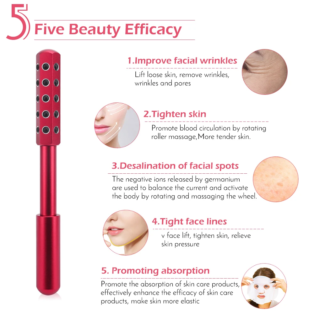 Новый германиевый ролик для массажа лица для подтяжки кожи, придания формы, ухода за кожей и борьбы с морщинами.
