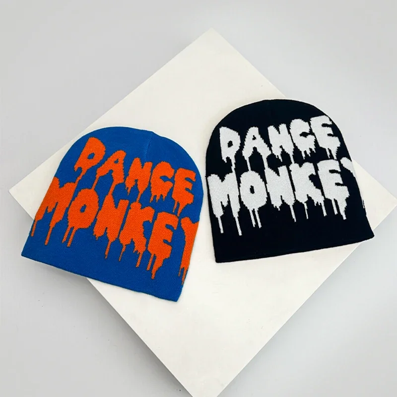 Осень и зима Новые вязаные шапки унисекс с надписью в стиле хип-хоп Цветные блоки